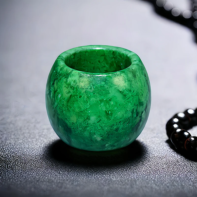 Vintage Fashion Theme - 22mm Green Real Jade Rings for