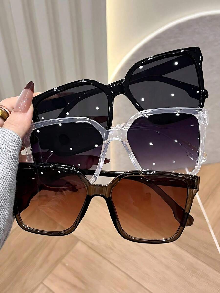 Vintage Fashion Accessories - 3pcs Geometric Plastic Square Sunglasses For