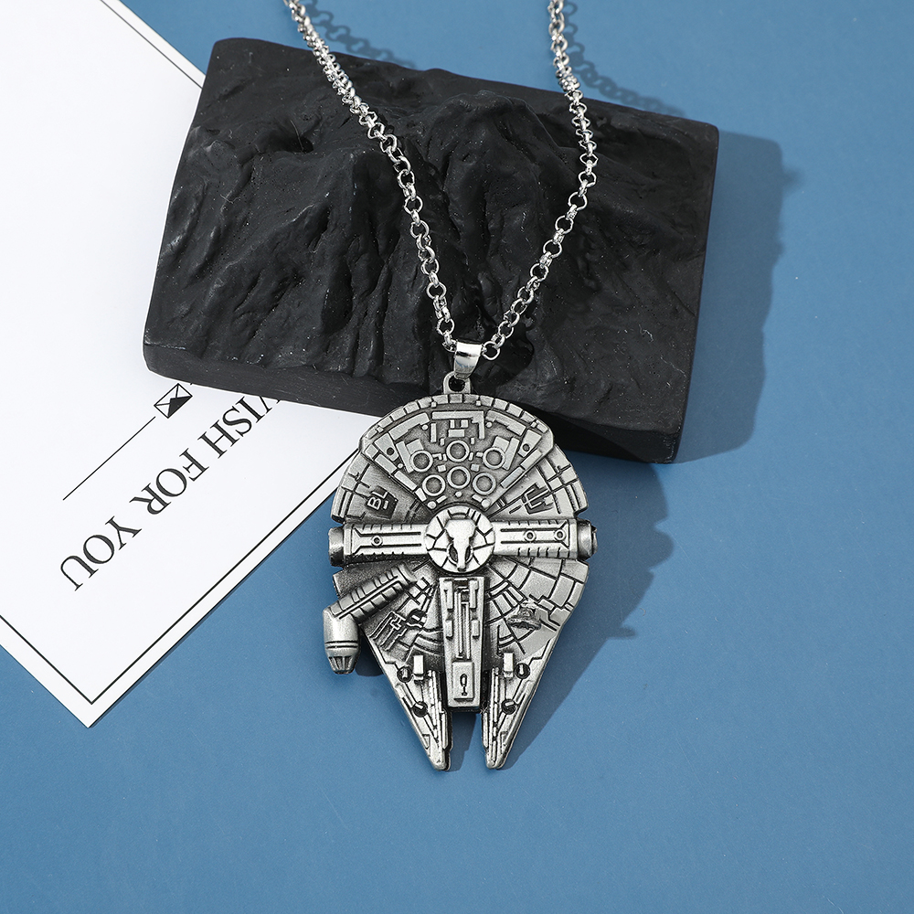 Vintage Fashion Accessories - Vintage Spaceship Model Metal Necklace Trendy