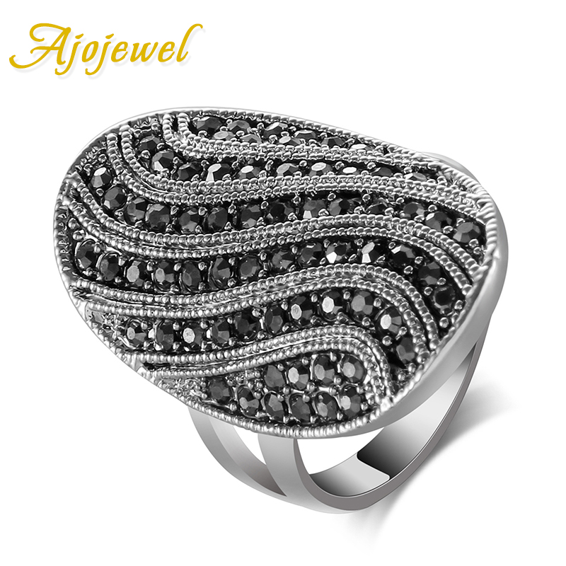 Vintage Fashion Jewelry Brands - Ajojewel Unique Pave Black CZ Vintage