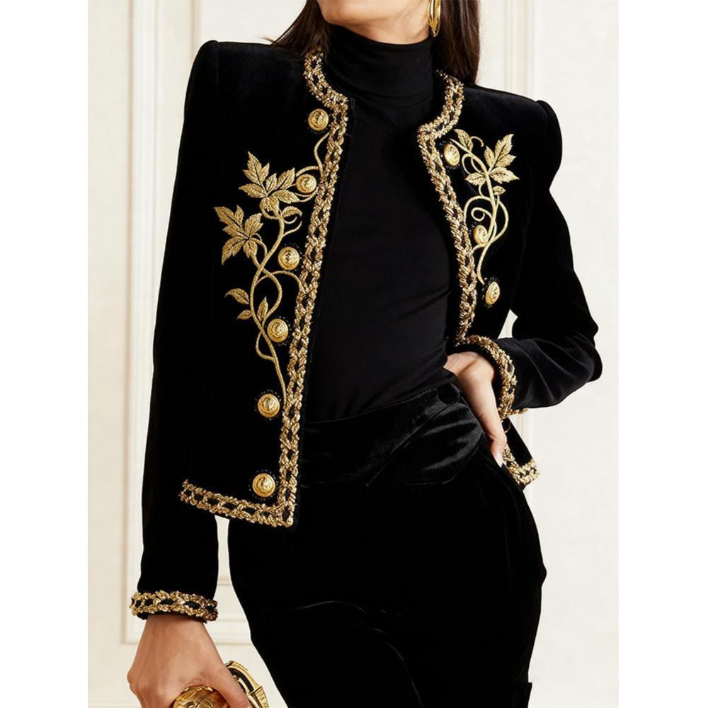 Vintage Fashion Jacket - Plus Size Embroidered Coat Holiday Fashion