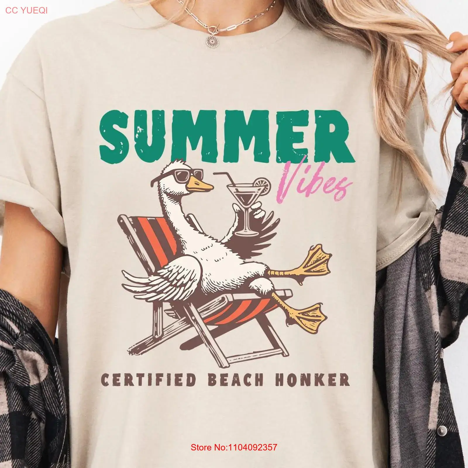 Summer Goose T Shirt Vibes Sun - Vintage Vibes Fashion 评论和价格