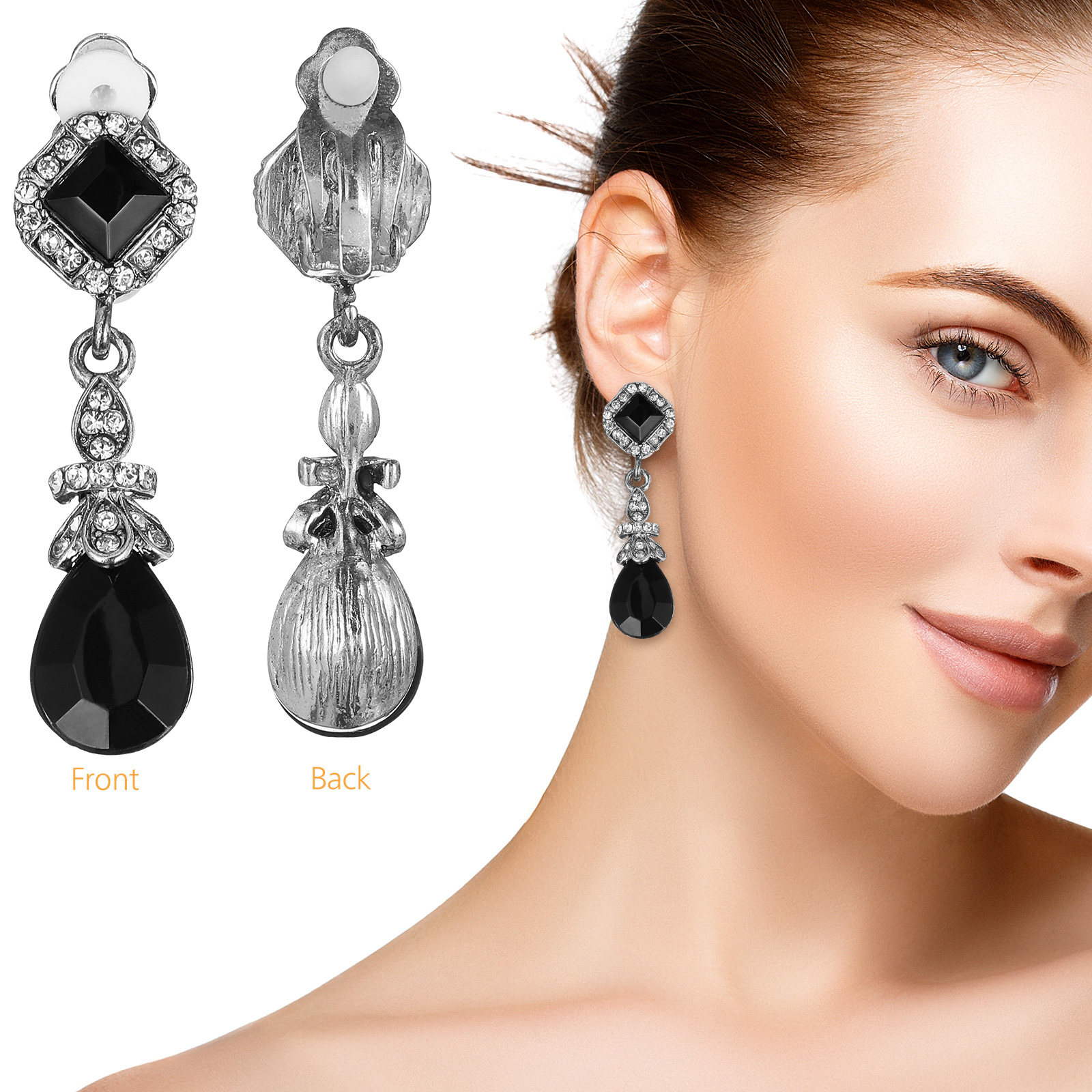 Pendant Black Ear Clips Vintag - Vintage Fashion Ideas 评论和价格