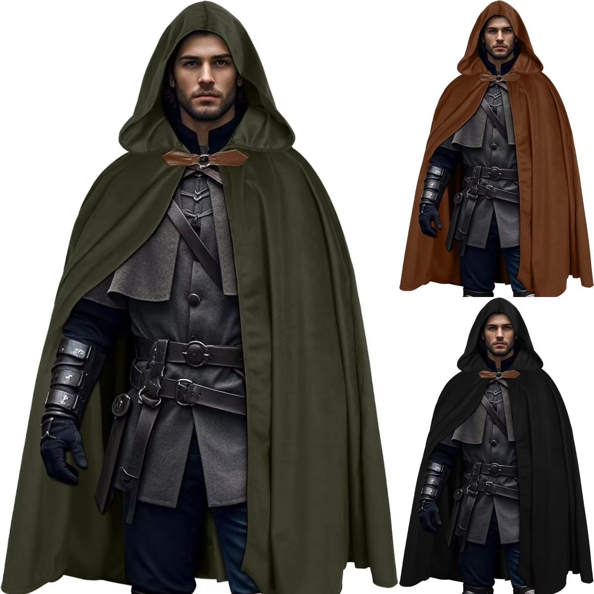 Medieval Velvet Hooded Cloak - - Vintage Fashion Jacket 评论和价格