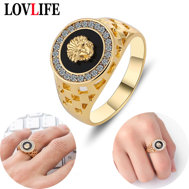 Punk Men Lion Head Rings Cryst - Vintage Fashion Jewelry Brands 评论和价格