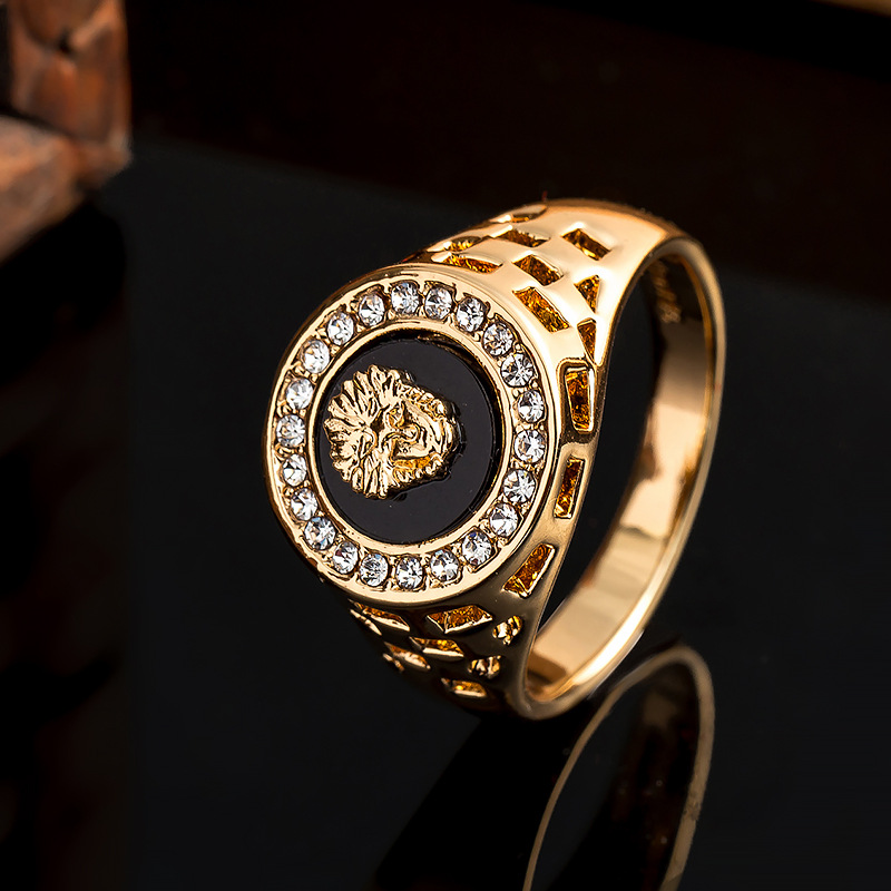 Punk Men Lion Head Rings Cryst - Vintage Fashion Jewelry Brands 评论和价格