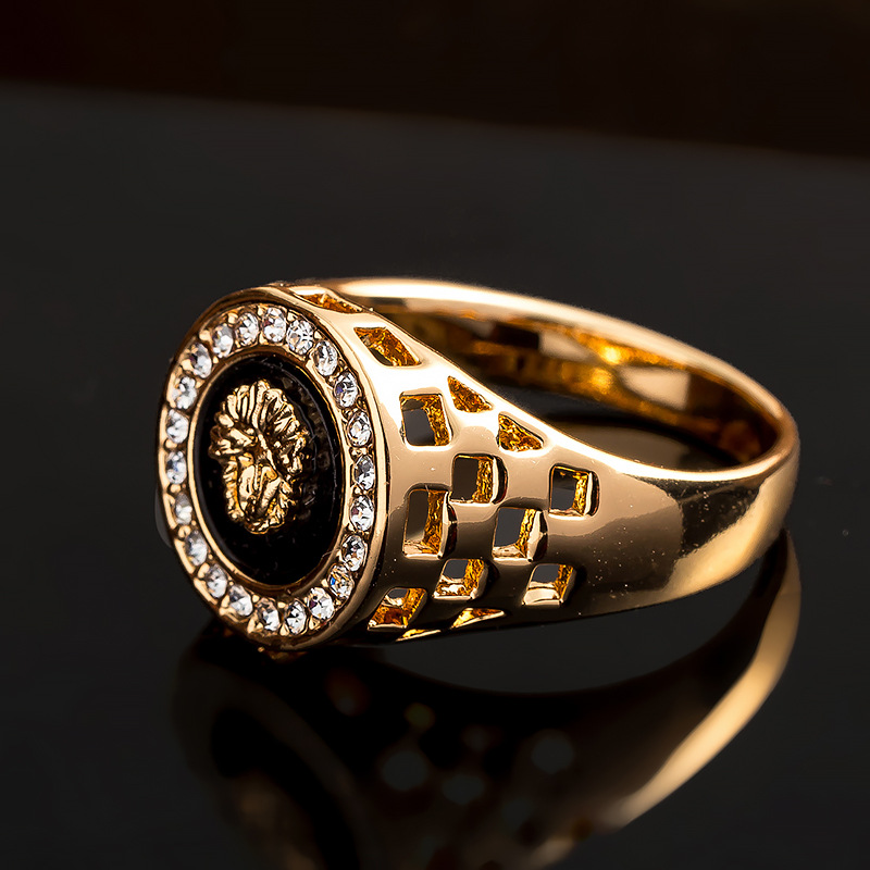 Punk Men Lion Head Rings Cryst - Vintage Fashion Jewelry Brands 评论和价格