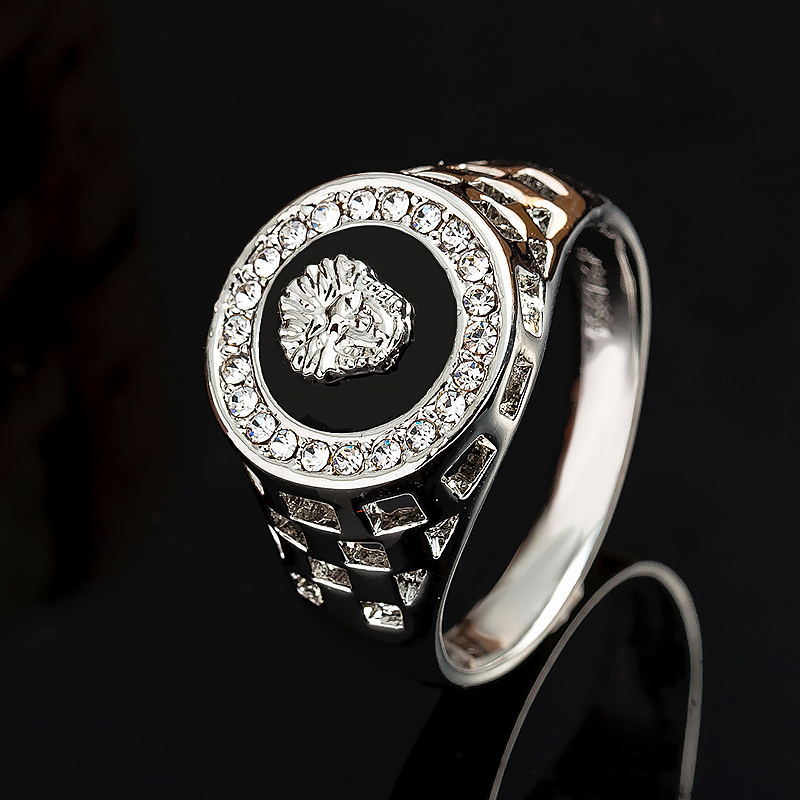 Punk Men Lion Head Rings Cryst - Vintage Fashion Jewelry Brands 评论和价格