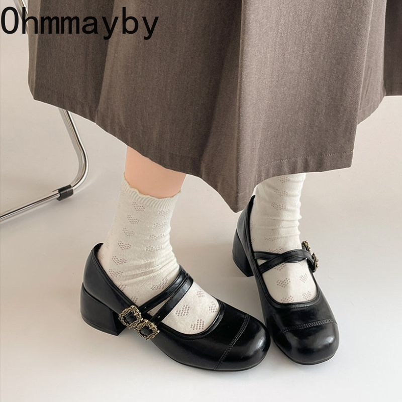 Vintage Thick Heel Women Mary  - Vintage Fashion Women Dresses 评论和价格