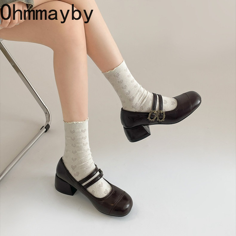 Vintage Thick Heel Women Mary  - Vintage Fashion Women Dresses 评论和价格