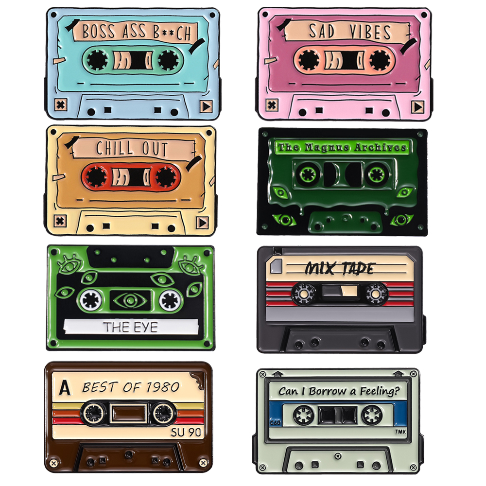 Vintage Music Tape Enamel Broo - Vintage Vibes Fashion 评论和价格
