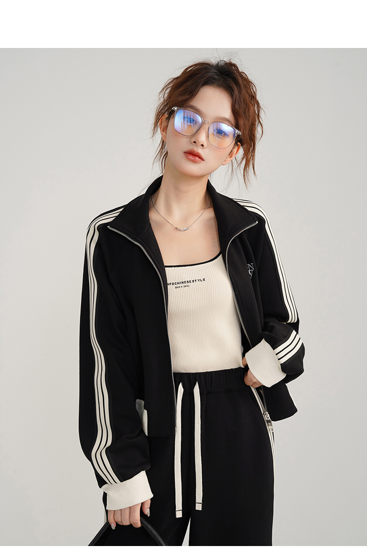 Vintage Sporty Casual Black Wh - Vintage Fashion Jacket 评论和价格