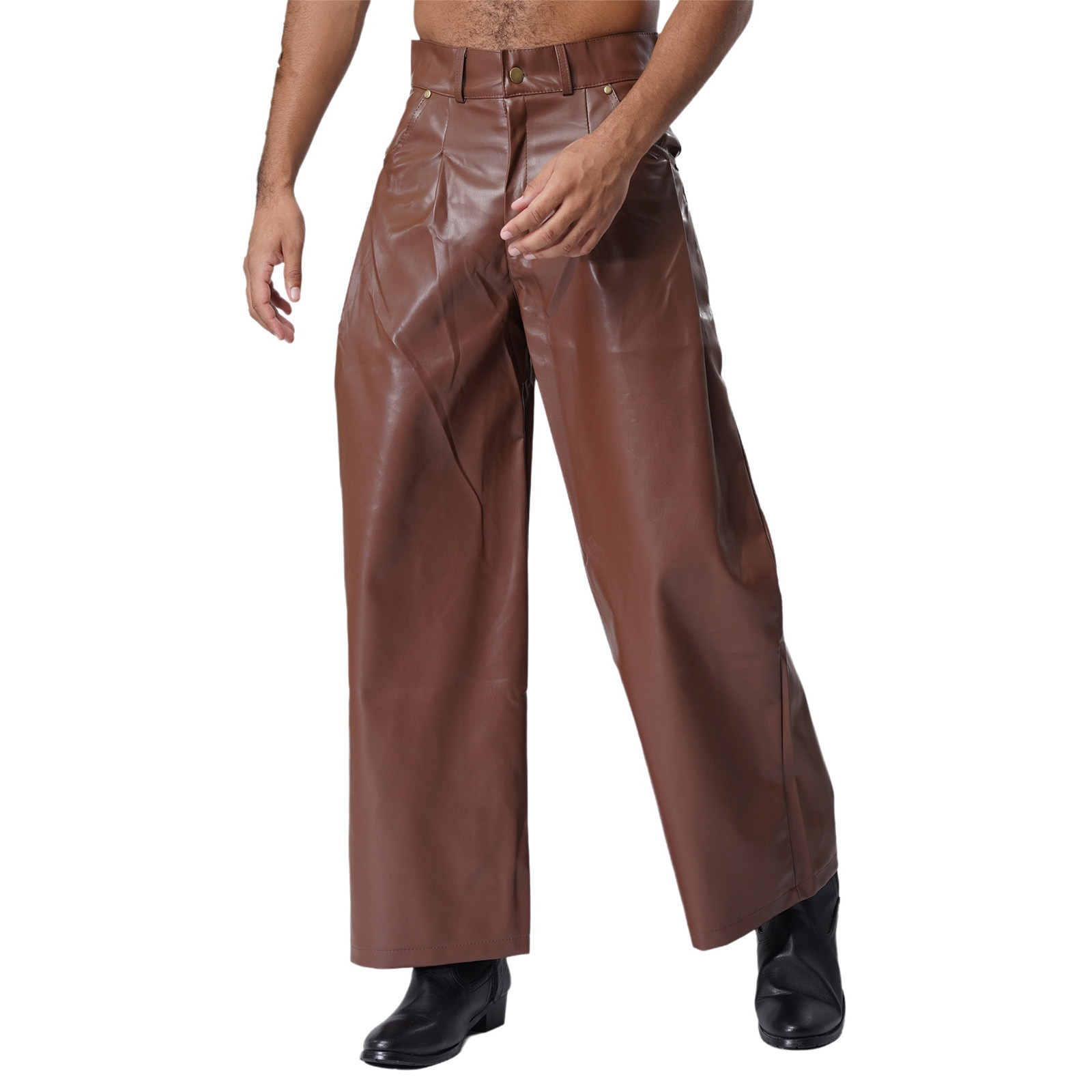 Mens Fashionable Matte Faux Le - Vintage Fashion Club 评论和价格