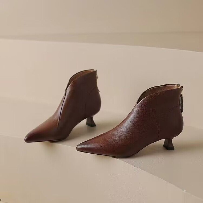 Autumn Winter Pointed Toe Wome - Vintage Zipper 评论和价格