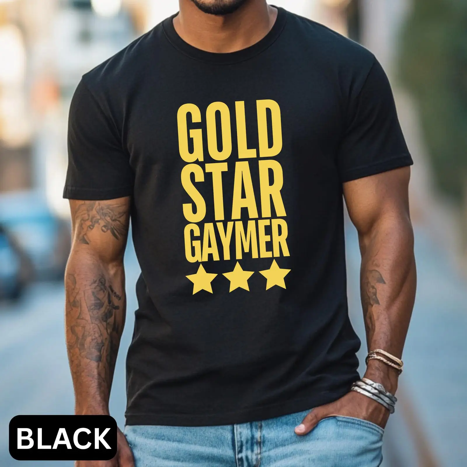 Gold Star Gaymer T Shirt LGBT  - Vintage Queer Fashion 评论和价格