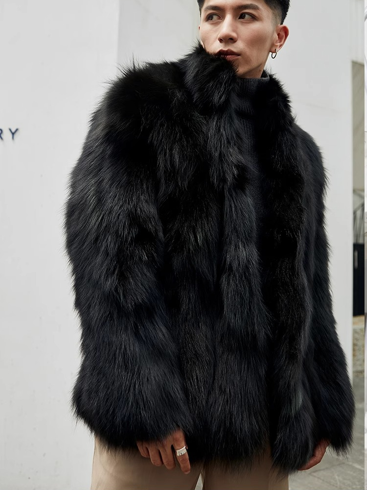 Furry Stand Collar Oversized T - Vintage Fashion Jacket 评论和价格