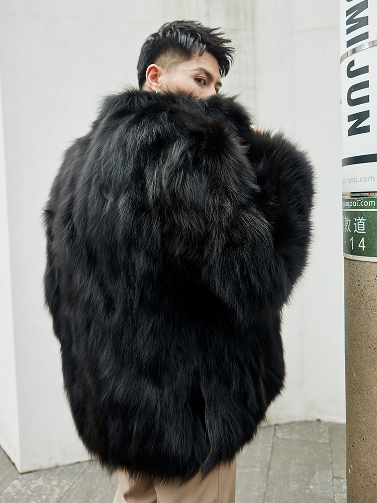 Furry Stand Collar Oversized T - Vintage Fashion Jacket 评论和价格