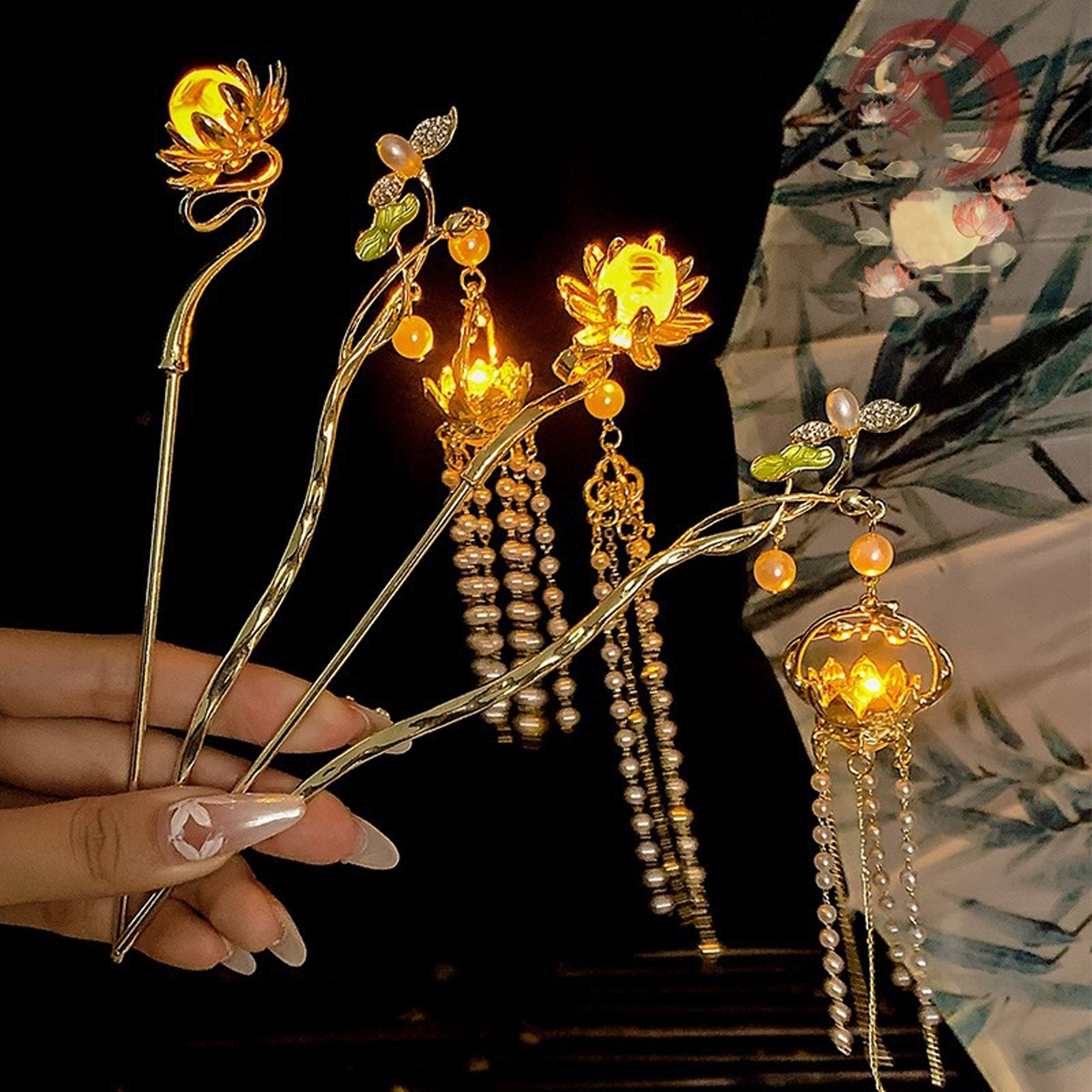 Luminous Flower Hairpin For Wo - Vintage Fashion Accessories 评论和价格
