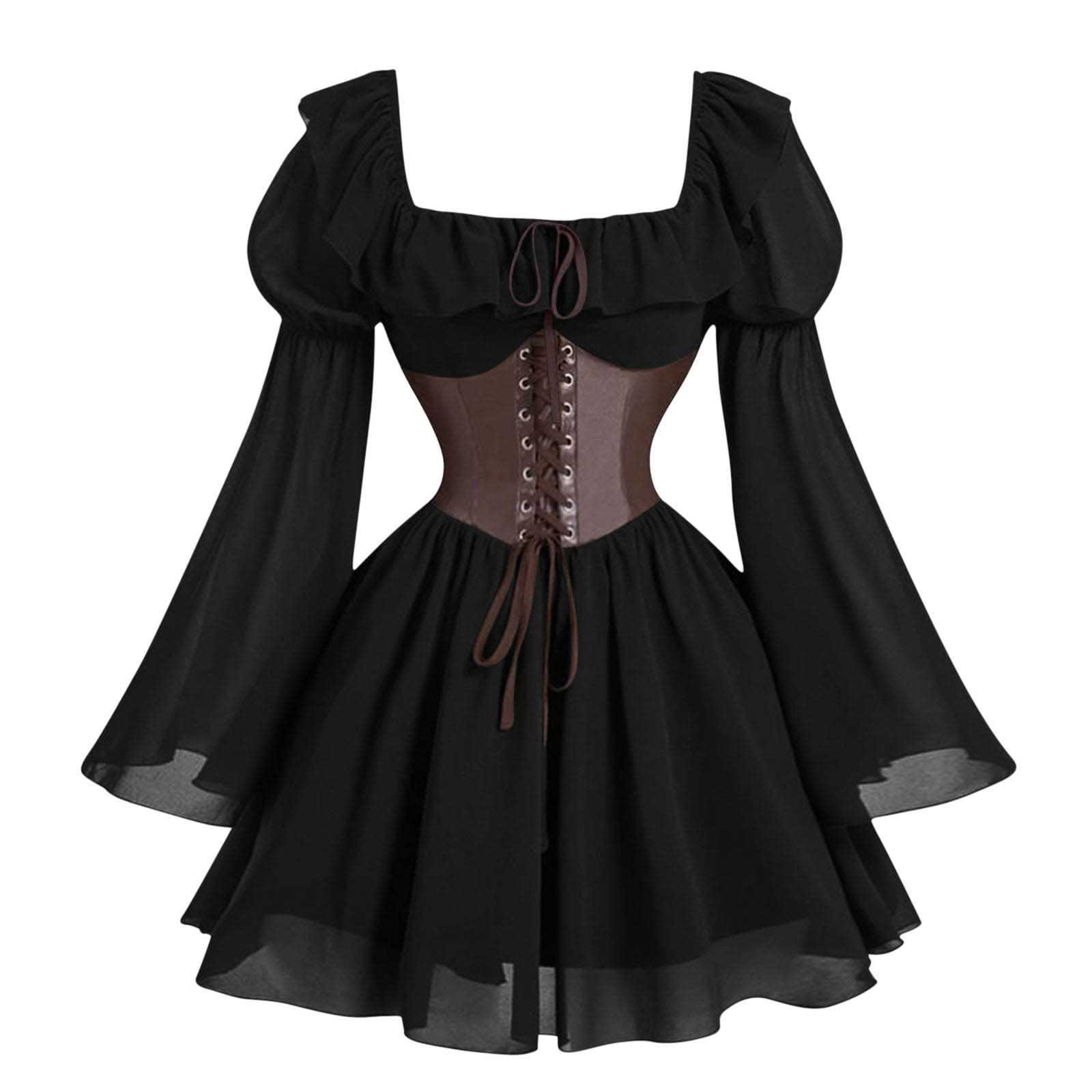 Renaissance Medieval Long Slee - Vintage Fashion Women Dresses 评论和价格