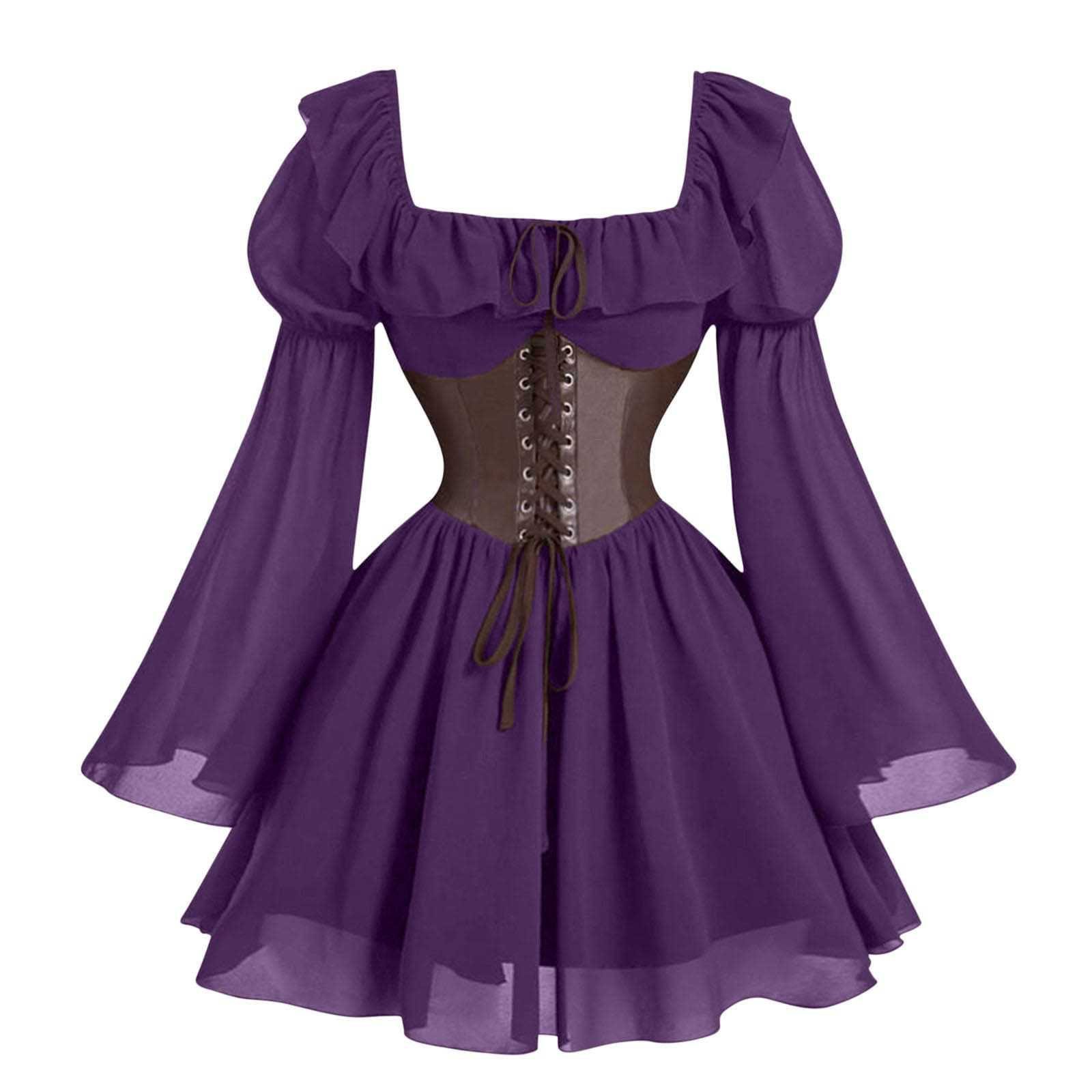 Renaissance Medieval Long Slee - Vintage Fashion Women Dresses 评论和价格
