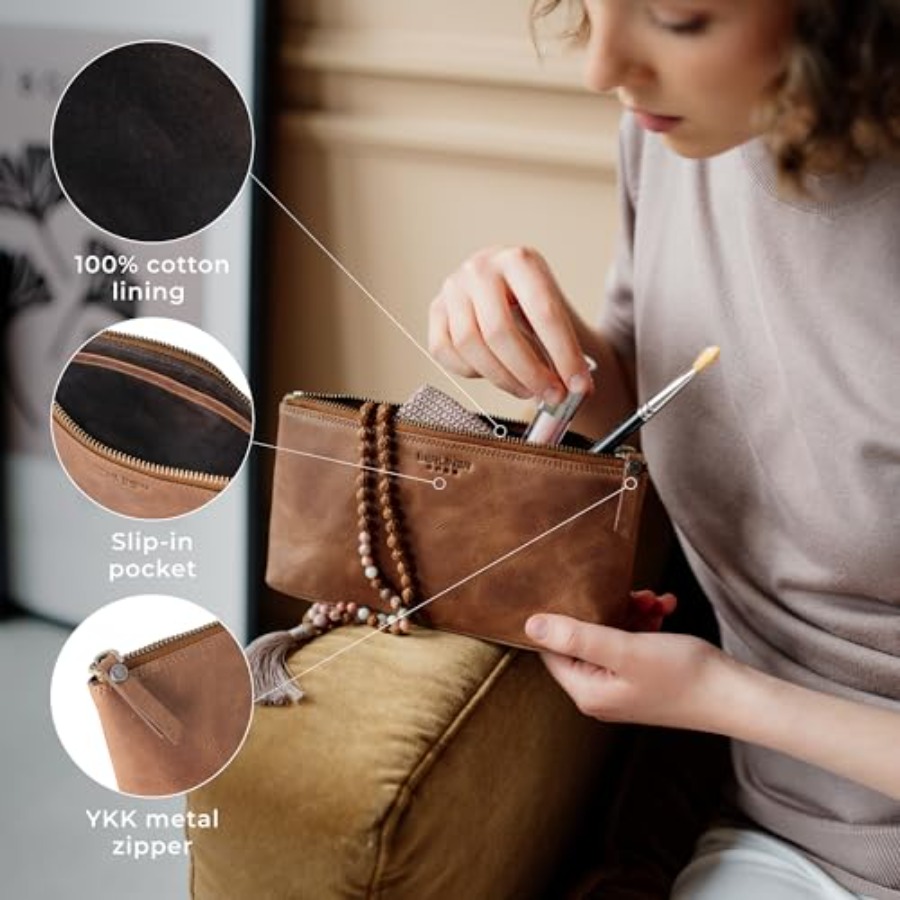 Vintage Genuine Leather Makeup - Vintage Zipper 评论和价格