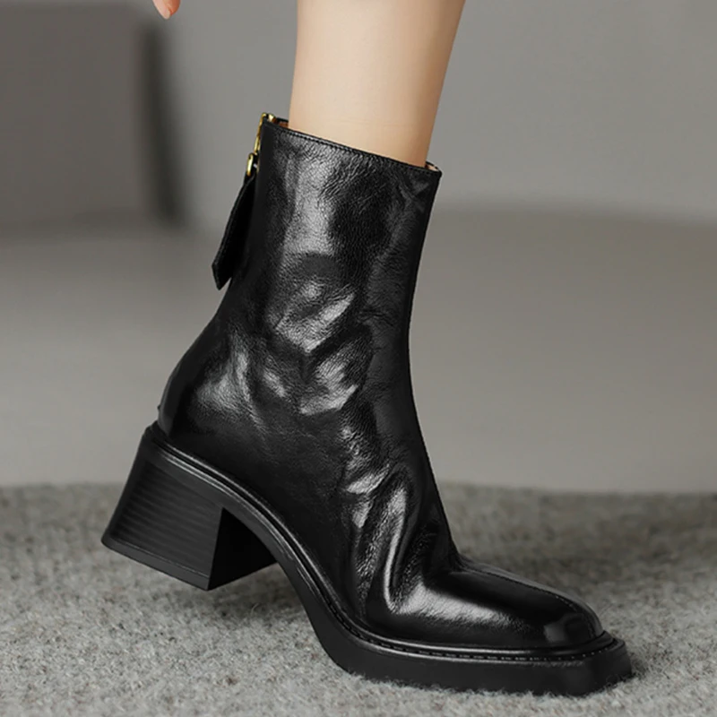 Autumn Vintage Thick Heel Wome - Vintage Zipper 评论和价格
