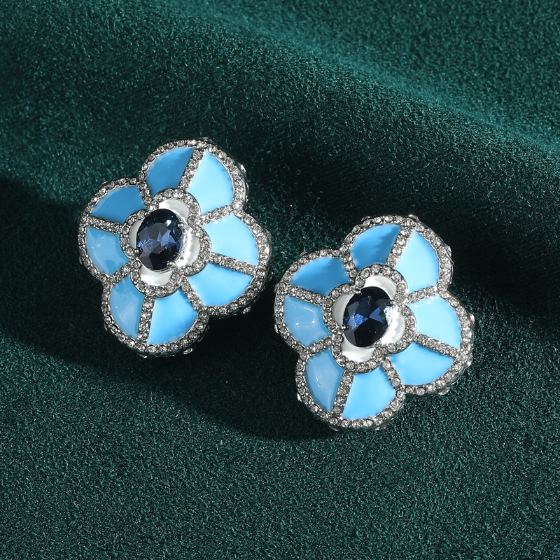 Vintage Four Leaves Blue Stud  - Vintage Fashion Jewelry Brands 评论和价格