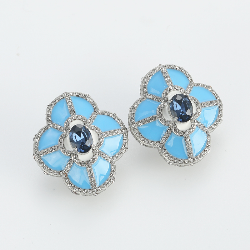Vintage Four Leaves Blue Stud  - Vintage Fashion Jewelry Brands 评论和价格