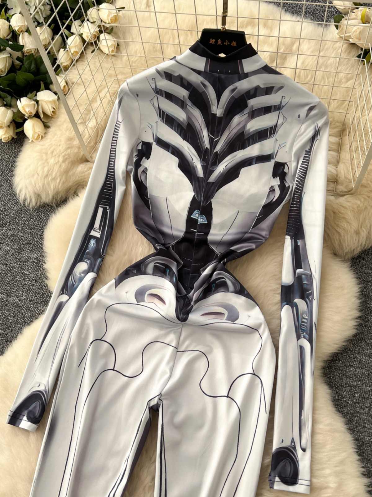 Women's Grey Print Jumpsuits V - Vintage Fashion Club 评论和价格